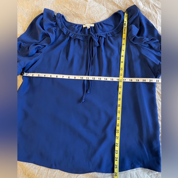 Max Studio Blue Ruffle Top - Picture 3 of 6